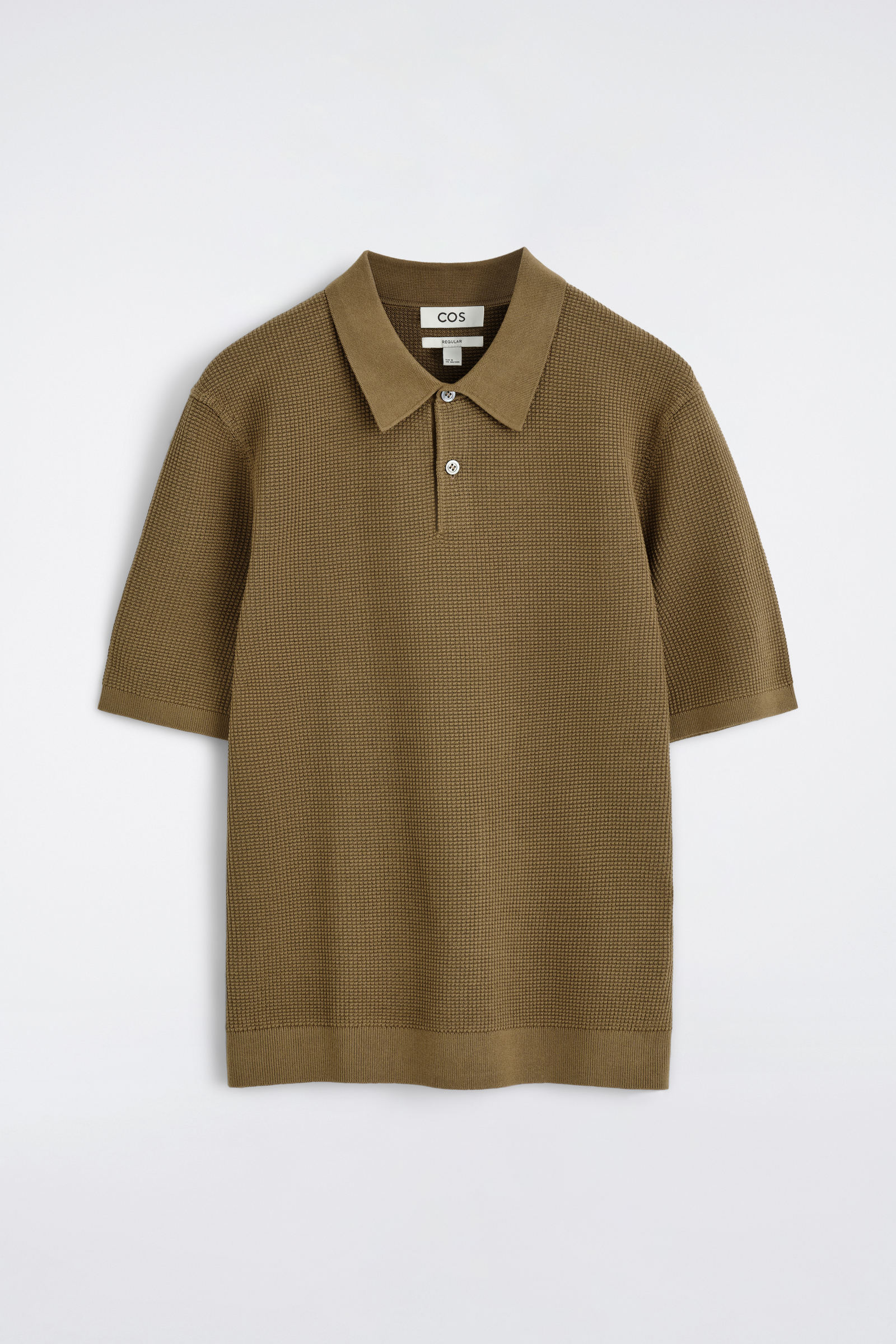 ジワッフルニットコットンポロシャツ